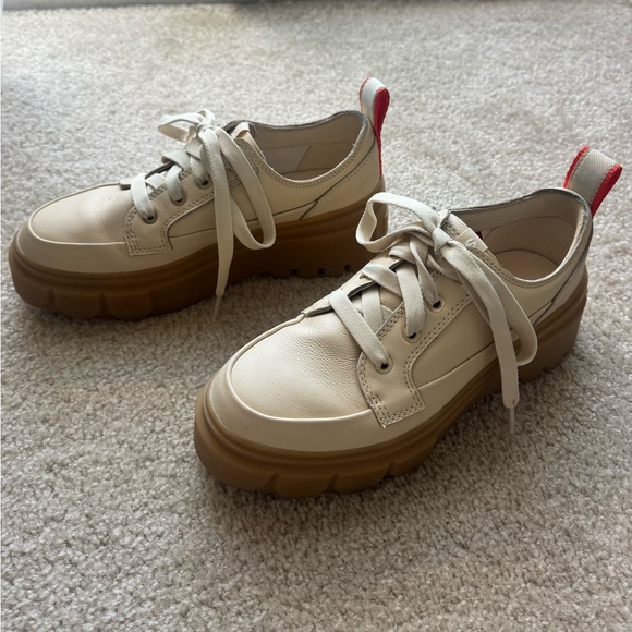 Sorel Womens Size 7.5 Caribou X Ceramic Gum Leather Waterproof Platform Sneakers - Picture 4 of 6